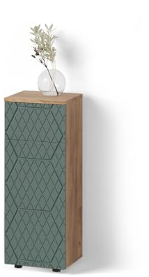 Livinity Midischrank Ronco, Grün/Goldkraft Eiche, 30 x 81 cm | mit 1 Schublade, 2 Fächer, Badezimmer