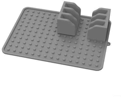 For Kitchen Essential Silikon-Abflussmatte mit leicht zu reinigenden Funktionen für Waschbecken, Theken und mehr (grau)