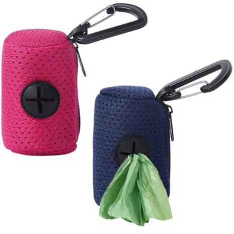 UEAVOID Dispensador Porta Bolsas Caca Perro, 2 Unidades en 2 Colores, con Mosquetón, Portátil para Correa, Ideal Paseos y Viajes, Higiene Sin Esfuerzo.