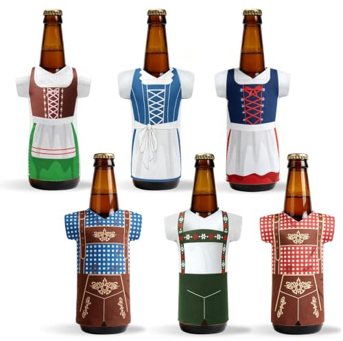 YYSWSAKY 6 Stück Bierflaschen Kühler, Oktoberfest Deko Bierkühler | Oktoberfest Accessoires Passend für 0,3l, 0,33l, 0,5l Bierflaschen, Langhaltende Kühle, Oktoberfest Geschenke & Dekoration