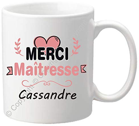 Cadeau Maîtresse Mug - Tasse Personnalisée originale pour maîtresses d'école avec prénom de l'enfant - Fin Année Scolaire institutrice, professeur des écoles (Merci Maîtresse)