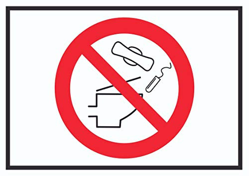 Keine Binden und Tampons ins WC werfen Symbol Schild A2 (420x594mm)