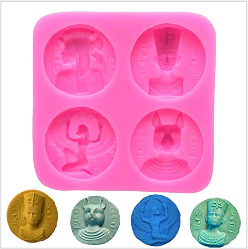 EPRHAY Silikon-Fondantform mit ägyptischer Pharaon-Münze, DIY-Kuchendekorationsform für Seife, Badebombe, Zuckerguss, Kerzen, Schokolade, Polymerton, Kuchendekoration