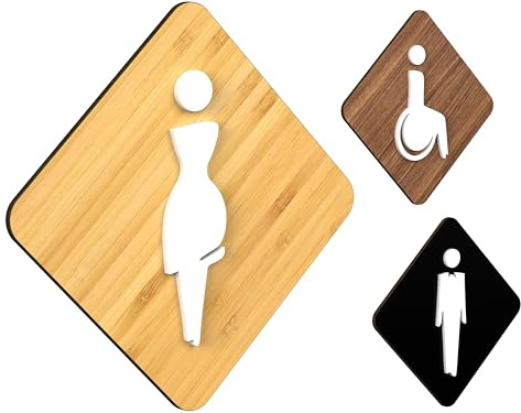 Signs - Elegant, Set 3x- Targa Bagno Uomo Donna Disabili a Rilievo CA58- Segnali Bagno adesivi Toilette Uomo Donna Disabile - Cartelli Bagno Uomo Donna Disabili - Adesivi WC Disabili (Rombo)