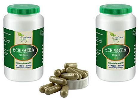 VITAIDEAL VEGAN® Echinacea Wurzel (Purpursonnenhutwurzel) SPAR-POT 2x360 pflanzliche Kapseln je 450mg, rein natürlich ohne Zusatzstoffe