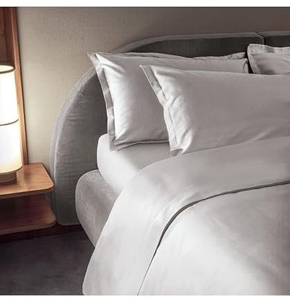 Fazzini Completo di lenzuola matrimoniali in Puro Raso di cotone 300TC effetto setificato art. Trecento qualità top (Bianco Seta 0)