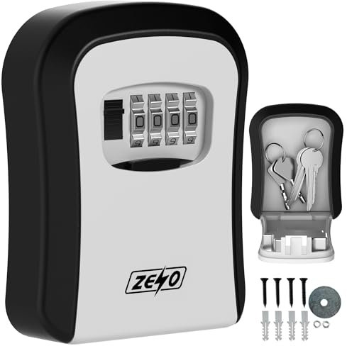 ZENO Key Safe Wall Mounted | Lock Box | Key Safe for Home, Garage & Office | Easy To Use | Waterproof & Secure 4 Digit Combination | Heavy Duty Keysafe
