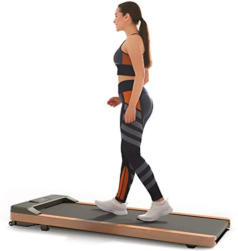 Elektrisches Laufband DeskWalk für zu Hause oder Büro, LCD-Display Motorisiertes Fitnessgerät, Schreibtisch Heimtrainer (Holz-Optik)