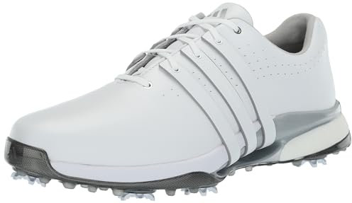 Adidas Zapatos de golf Tour360 24 Boa para hombre, Calzado blanco/plateado metálico, 46 EU