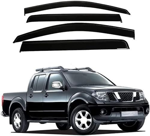 YUEGOO 4 Stück Auto Ventshade Windabweiser für Nissan Navara D40 2005-2011, Fenstervisier Windabweiser Seitenfenster Set Regenschutz Deflektoren Vent Guard, Aerodynamisch