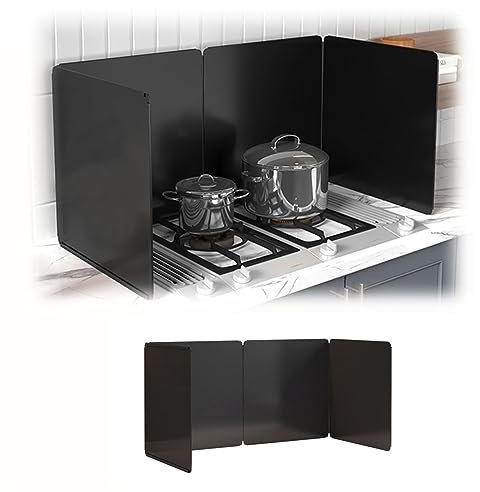 Spritzschutz Faltbare Kochplatte FüR Die KüChe Klappbarer Wand Spritzschutz HäLt Die RüCkwand Der HerdküChe Sauber Windschutzscheibe FüR Campingkocher Pfannenspritzschutz,Schwarz,4 sides 80×40×30CM