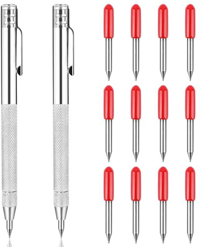 Ezydka Marcador de Carburo de Tungsteno, 2 Piezas Con 12 Puntas de Marcado Red Hat, Para Vidrio, Cerámica y Metal Con Imán