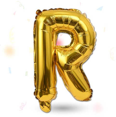 FUNXGO Folienballon Buchstaben gold R - Buchstaben Luftballon Klein R - ca. 40cm Nur Luftfüllung - Ideal für Geburtstag, Hochzeit & Party Deko - Ballon Buchstabe R gold