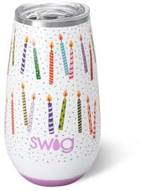 Swig Life 6oz Stemless Champagne Flute with Lid, Triple Insulated, Stainless Steel, Double Wall, Vacuum Insulated Champagne Tumbler, Make a Wish