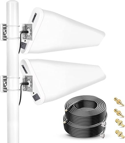 5G/4G LTE Outdoor Antenne Signalverstärker MIMO Log-Periodisch 698-3800MHz, 7-12dBi, mit 10m Kabel, SMA/TS9 Stecker, für 5G-4G-Router