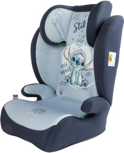 Tataway Disney Stitch i-Size, Seggiolino auto bambini 15-36 kg (3,5-12 anni), 100-150 cm, Gruppo 2/3, si installa con cintura a 3 punti, blu