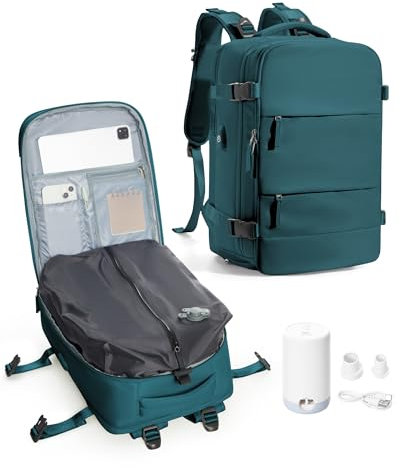 VENATIN Zaino da Viaggio con Sottovuoto con Pompa Zaino EasyJet 45x36x20 baggalio mano Sottovuoto con Compressione Airback per uomo e donna, Blu