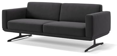sofanella Stoff 3-Sitzer Sofa MARETO - Hochwertige Dreisitzer Couch italienisches Design - Designer Stoffsofa ohne Funktion - Schwarz S: 156 Breite x 78 Tiefe