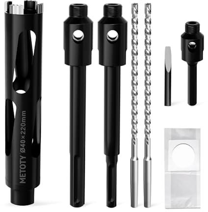 METOTY 40mm Diamant Bohrkrone, Steckdosenbohrer Kronenbohrer, mit Sds Plus Schaft 240mm,Sds max 240mm,SechskantSchaft 110mm Zentrierbohrer 10x240mm für Beton, Vollziegel, Hohlziegel, Mauerwerk usw.