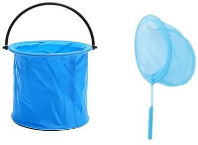 QUXVUIS Kinder Angeln Fangnetz Fässer Fischkübel Fischnetz Interaktives Wasserspiel Spielzeug Garten Hof Strand Farbe Zufällig