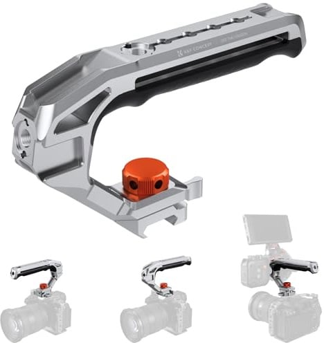 K&F CONCEPT Top Handle für Kamerakäfige,mit 3/8-16 Locating Schraube für ARRI und mit Schnellverschluss für NATO-Schiene,Oberer Kameragriff mit 4 Kaltschuhadaptern für Zubehör