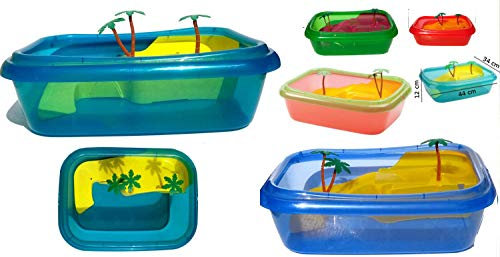 2gr Tartarughiera Vasca Box per Tartarughe con Isola Piante in Plastica cm 44x34x12 Colori Assortiti