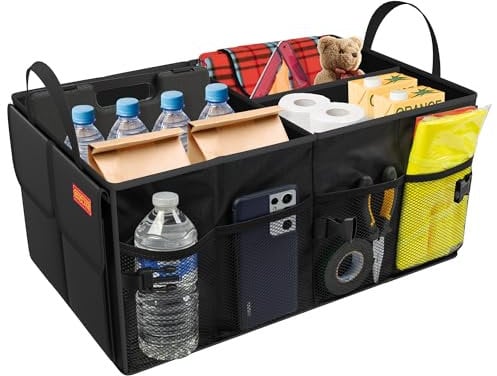 GADLANE Heavy Duty Jumbo Car Boot Organiser Storage Boot Tidy Foldable Shopping Bag Tools Holder - Black