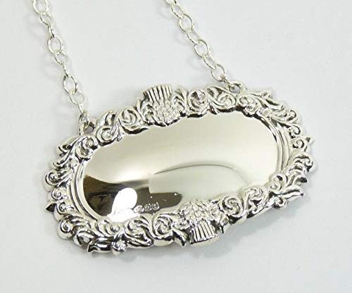 NEW Sterling Silver Thistle DECANTER/Wine Label - UNENGRAVED - Boxed