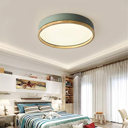 JINWELL Holz Deckenleuchte Weiß Runde Schlafzimmer Lampe Wohnzimmer Lampe Moderne Minimalistische Massivholz Schlafzimmer Deckenleuchte LED Runde Japanische Holz Lampe (Stufenloses Dimmen)