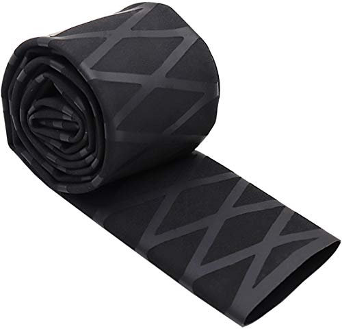 Ted Lele 35MM X-Tube Heat Shrink Sleeve Tubing for Rod Handle Cork Non Slip Waterproof Insulation 1 Meter Black (Black, 35mm)