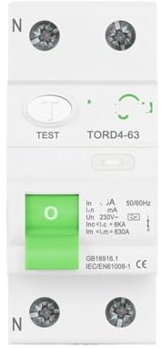 LTUNKHWP Disjoncteur électromagnétique à Courant résiduel TORD4A-63 Type A 2P 16A 40A 63A 6KA, disjoncteur différentiel 300ma(50A)