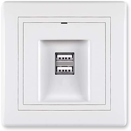 ALING-CONEL 2-fach USB-Ladesteckdose 2,1A/5V inkl. Rahmen (komplett) Weiß (RAL 9003)