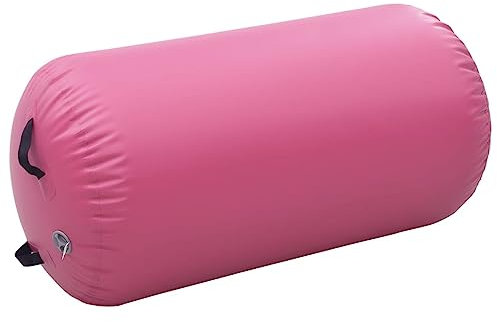 vidaXL Aufblasbare Gymnastik Rolle, Turnrolle mit Pumpe Beutel, Yoga Rolle Luftrolle für Rückbeugen, Fitnessrolle für Heimgebrauch Gym, Rosa PVC