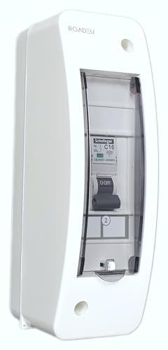 RoadEu - Interruttore automatico, distributore di corrente C16A 1P 230V. Interruttore automatico, scatola dei fusibili, distributore a parete