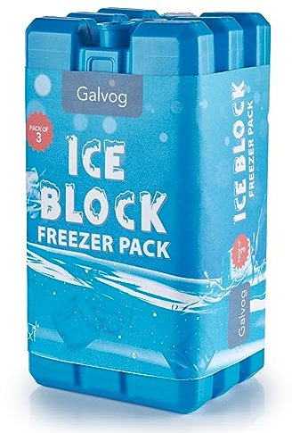 Galvog® Ice Packs/Freezer Blocks 200mlx3 for Cool Boxes/Lunch Bags - Reusable Slim with Advance Cooling Technology Stays Cool for Longer Hours - for Picnic Camping Beach Trip