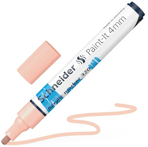 Schneider 120236 Paint-It Acrylstift (mit 4 mm Rundspitze, hochdeckende Acrylfarben für Holz, Leinwand, Stein uvm.) 1 Stück, apricot