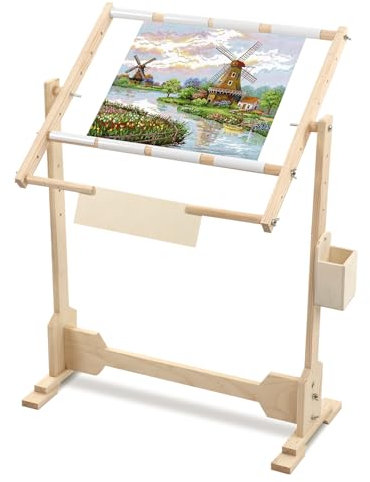 Bastidor de Piso para Bordado, Marco de Punto de Cruz de Madera de Pino, Soporte Grande para Tapiz, Herramienta de Bordado a Mano