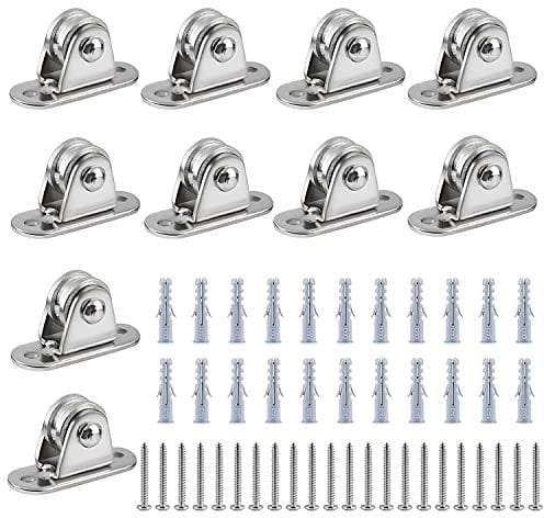 FSHIHINE Pulleys Block 10 Pack Metal Pulley Roller Smooth Wheel with Ball Bearings Deck Drectional Wall/Ceiling Pulley for Patio Wave Shade Cover Greenhouse Canopy Home DIY Accessories for Moving