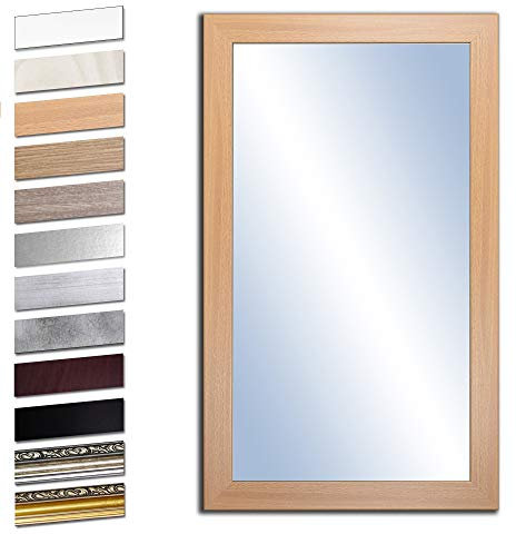 Bilderdepot24 Wandspiegel Spiegel Badspiegel Holzrahmen komplett mit Echtglas - BUCHE - ca. 80x40 cm I SUA-6071 V-XI