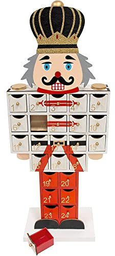 The Christmas Workshop Wooden Advent Calendars / 24 Boxes/Fill Your Own Reusable Festive Decoration/Nutcracker and Light Up Designs with Photo Display (Nutcracker)