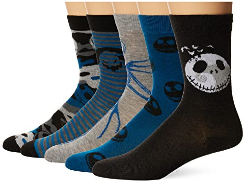 Disney Herren Nightmare Before Christmas Herren 5er-Pack Crew Socken, Grau Blau Multi, 10-13