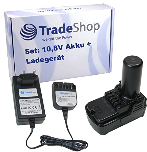 Trade-Shop Akku Ladegerät + Li-Ion Akku 10,8V 2000mAh für Hitachi WH10DCL WH10DL WH10DFL CG10DL CH10DL / Schlagschrauber Grastrimmer Heckenschere