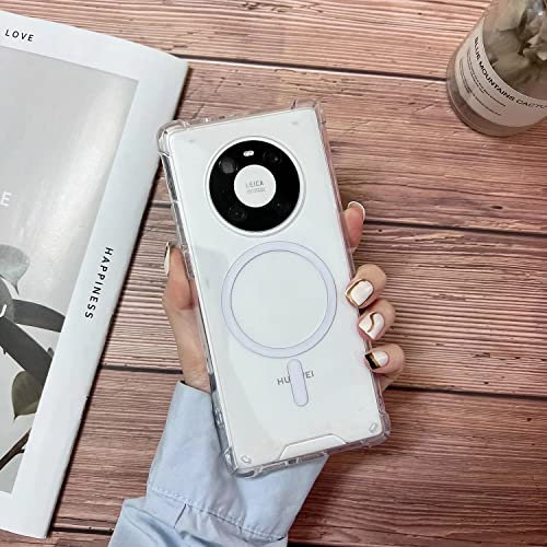PingGoo Magnetica Trasparente Case per Huawei Mate 40 Pro Compatibile con MagSafe, Morbido Silicone TPU Bumper Cover Slim Fit Retro Antiurto Anti-Giallo Cover per Huawei Mate 40 Pro