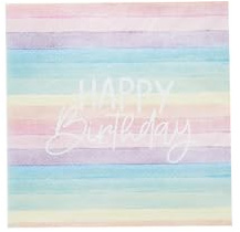 Happy Birthday Party Servietten 16 Stück Pastellfarben Regenbogen umweltfreundlich recycelbar