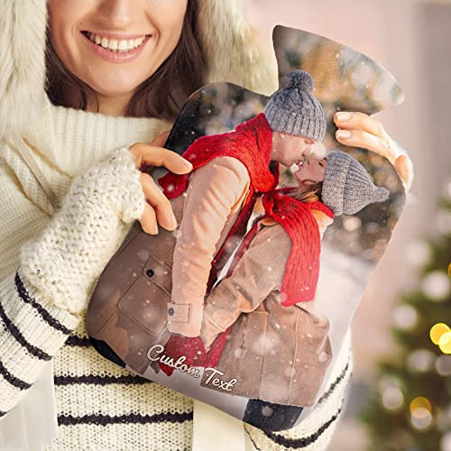 Personalisierte Wärmflasche mit Bezug Brauch Foto und Text Warmes Fleece Gummi Bild Wärmflasche Einzigartiges Winter Geschenk für Frauen Mädchen Kinder Paare