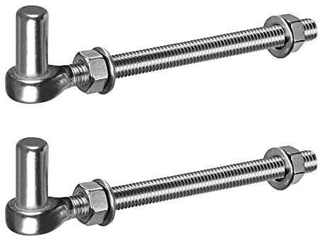 Insaga M12x 200mm J-Bolt Torscharnier, 304 Edelstahl J-Bolt Post Scharnier mit 15,8mm männlichen Pin J-Bolt Scharnier, Tor Scharnier Bolzen für Metall Bauernhof Tore durch Post (2Stück)