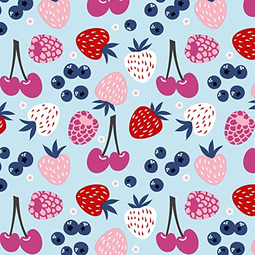 20 Servietten Früchte des Sommers auf blau Kirschen Erdbeeren Blaubeeren 24x24 cm