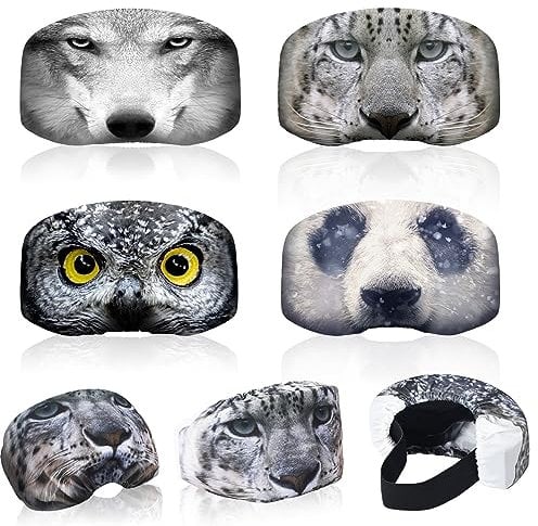 4 Pieces Ski Snowboard Goggle Cover Sleeve, Goggle Cover Microfiber Protective Lens Scratch Dust Protection for Travel Apres (Animal Style)