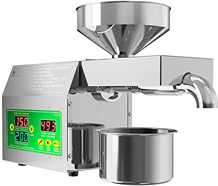 HUIOP Presse à huile électrique 820W Modes de pressage à chaud à froid Fabricant d'huile de graines en acier inoxydable 40-240℃ Contrôle de température intelligent Extrac automatique d'huile organique