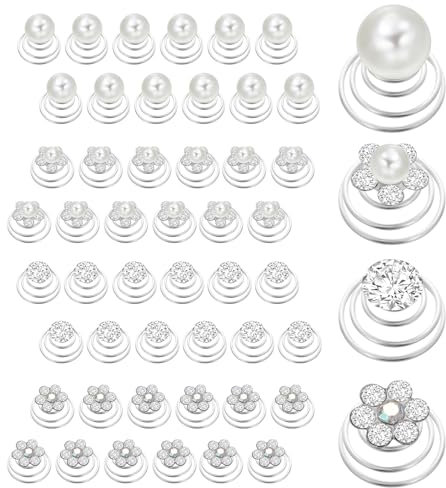 Mabor Lot de 48 épingles à cheveux en forme de spirale en strass pour femmes et filles - Pinces à cheveux pour mariage, bal de fin d'année, fête